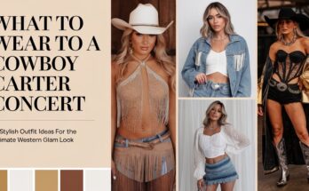 Collage of Cowboy western chic outfits